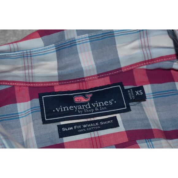 Vineyard Vines Dress Shirt Tucker Whale Size XS Extra Small Slim Fit Pink Plaids - Picture 4 of 7